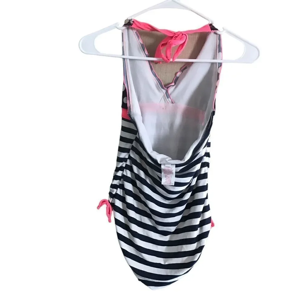 Xhilaration Size large girls blue pink and white bathing suit halter